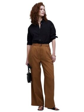 Madewell High-Rise Wide-Leg Pants in Brown Acorn Size 8 #2158
